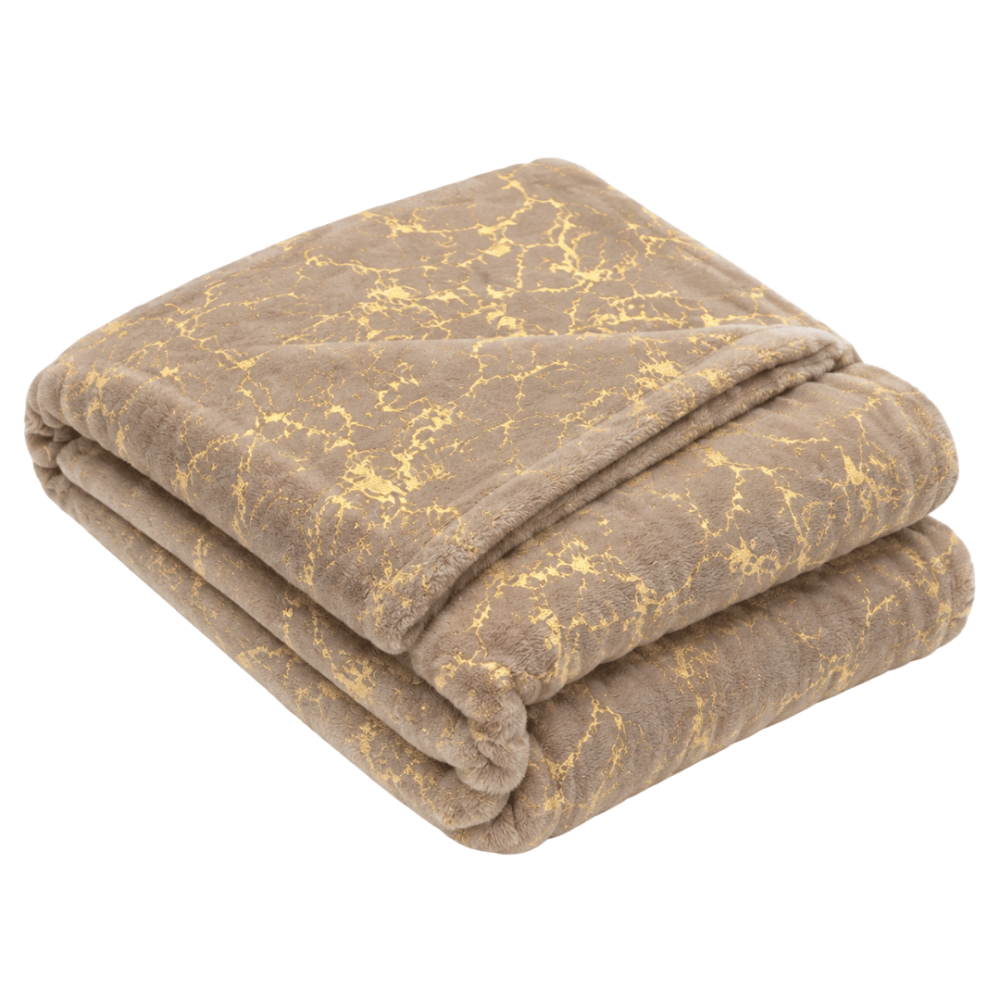 Decke „Gilded Brown fleece blanket“. Tagesdecken, 200x220 cm. Sandfarbene wohndecke mit auffälliger goldener marmorierung im aderndesign. Decke „Gilded Brown fleece blanket“. Tagesdecken, 200x220 cm. Sandfarbene wohndecke mit auffälliger goldener marmorierung im aderndesign.