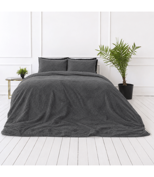 Plüsch Bettwäsche "Minky Dark Grey". Bettwäsche 200x220