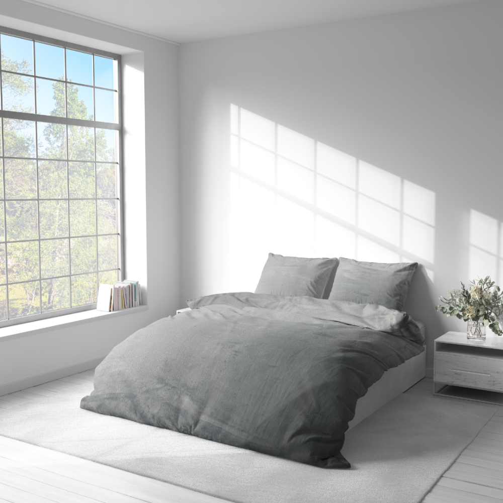 Plüsch Bettwäsche "Minky Grey Solid". Bettwäsche 200x220, 200x220 cm. Bettwäsche-set in durchgehend grauer farbe, das ein gefühl von ruhe und zurückhaltung vermittelt.