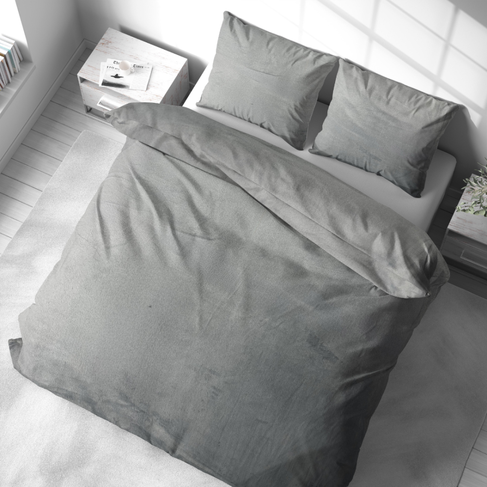 Plüsch Bettwäsche "Minky Grey Solid". Bettwäsche 200x220, 200x220 cm. Ein einheitlicher grauton der bettwäsche schafft einen subtilen und modernen hintergrund.