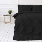 Premium satin bettwäsche set "Black Stripe Sateen“. Mako Satin Bettwäsche, 135/140x200 cm, 200x200 cm. Baumwoll-set in schwarz mit feinen streifen. Premium satin bettwäsche set "Black Stripe Sateen“. Mako Satin Bettwäsche, 135/140x200 cm, 200x200 cm. Baumwoll-set in schwarz mit feinen streifen.