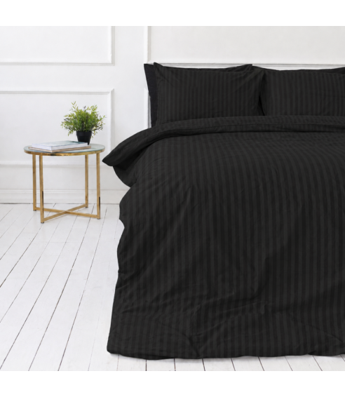 Premium satin bettwäsche set "Black Stripe Sateen“. Bettwäsche aus Satin