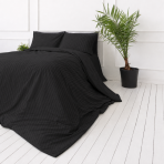 Premium satin bettwäsche set "Black Stripe Sateen“. Mako Satin Bettwäsche, 135/140x200 cm, 200x200 cm. Elegantes gestreiftes design in intensivem schwarz. Premium satin bettwäsche set "Black Stripe Sateen“. Mako Satin Bettwäsche, 135/140x200 cm, 200x200 cm. Elegantes gestreiftes design in intensivem schwarz.