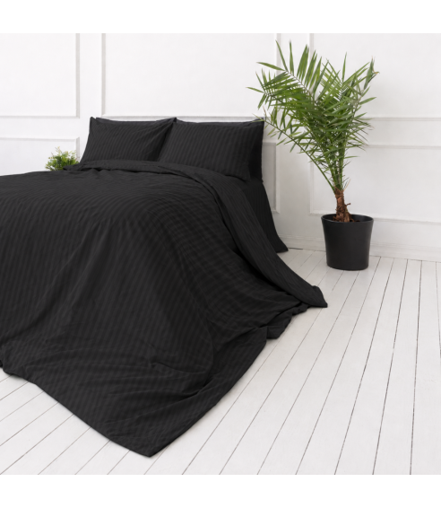 Premium satin bettwäsche set "Black Stripe Sateen“. Bettwäsche aus Satin