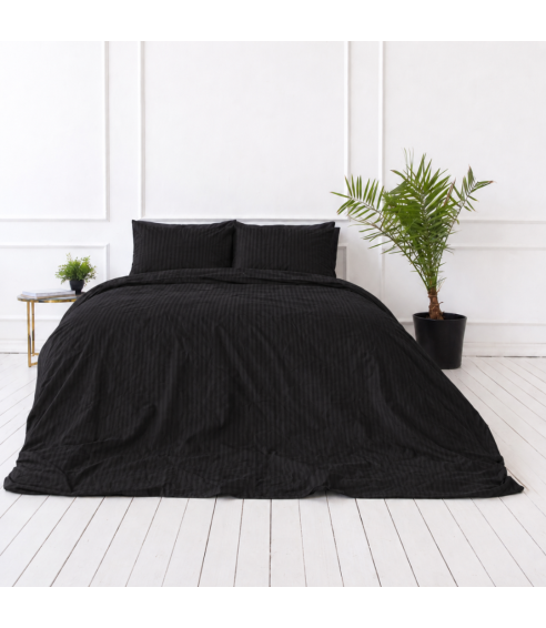 Premium satin bettwäsche set "Black Stripe Sateen“. Bettwäsche aus Satin
