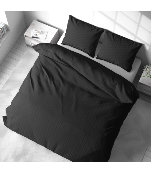 Premium satin bettwäsche set "Black Stripe Satin“. Bettwäsche aus Satin