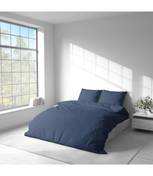 Premium satin bettwäsche set "Blue Stripe Satin“. Bettwäsche aus Satin