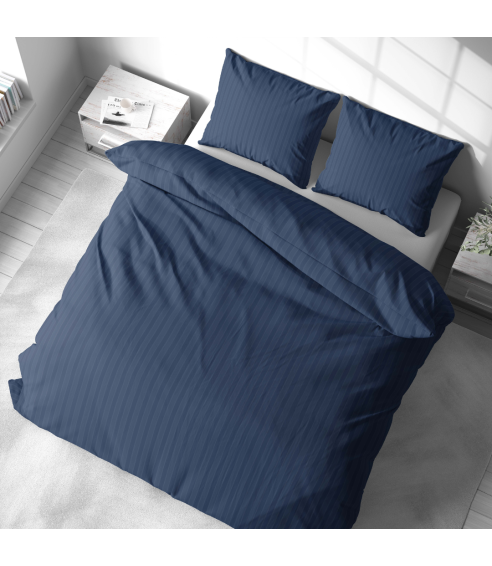 Premium satin bettwäsche set "Blue Stripe Satin“. Bettwäsche aus Satin