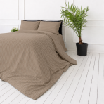 Premium satin bettwäsche set "Brandy Stripe Sateen". Bettwäsche 150x200, 135/140x200 cm, 150x200 cm, 155/160x200 cm, 180x200 cm, 200x200 cm, 200x220 cm, 220x240 cm. Warmbraune bettwäsche mit elegantem streifenlook