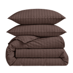 Premium satin bettwäsche set "Brown Stripe Sateen". Mako Satin Bettwäsche, 135/140x200 cm, 155x220 cm, 160x200 cm, 180x200 cm, 200x200 cm, 200x220 cm, 220x240 cm. Bettwäsche-garnitur in dunkelbraun mit feinem streifenmuster.
