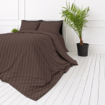 Premium satin bettwäsche set "Brown Stripe Sateen". Mako Satin Bettwäsche, 135/140x200 cm, 155x220 cm, 160x200 cm, 180x200 cm, 200x200 cm, 200x220 cm, 220x240 cm. Brauner deckenbezug mit längs verlaufenden streifen in ähnlichen farbtönen.