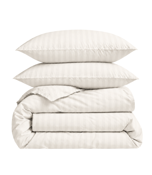 Premium satin bettwäsche set "Snow White Stripe Sateen". Bettwäsche aus Satin