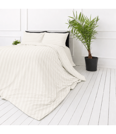 Premium satin bettwäsche set "Snow White Stripe Sateen". Bettwäsche aus Satin