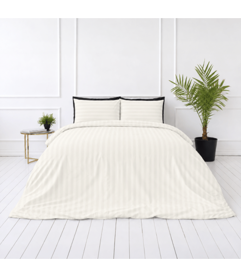 Premium satin bettwäsche set "Snow White Stripe Sateen". Bettwäsche aus Satin