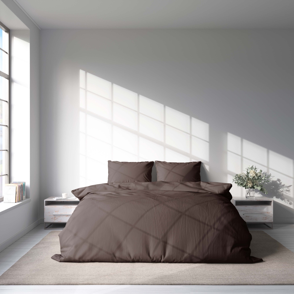 Premium satin bettwäsche set "Brown". Bettwäsche aus Satin, 135/140x200 cm, 200x200 cm, 200x220 cm. Weiche braune bettwäsche, die einen hauch von natürlicher wärme und komfort in ihren raum bringt.