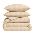 Premium satin bettwäsche set "Champagne Stripe Sateen". Bettwäsche 150x200, 135/140x200 cm, 150x200 cm, 155/160x200 cm, 180x200 cm, 200x200 cm, 200x220 cm, 220x240 cm. Bettwäsche in cremigem sandton mit feinem streifendesign