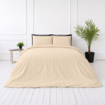 Premium satin bettwäsche set "Champagne Stripe Sateen". Bettwäsche 150x200, 135/140x200 cm, 150x200 cm, 155/160x200 cm, 180x200 cm, 200x200 cm, 200x220 cm, 220x240 cm. Helles bettwäsche-set in creme mit zurückhaltendem streifenlook