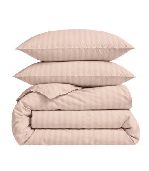 Premium satin bettwäsche set "Classic Coffee Stripe Sateen". Bettwäsche aus Satin