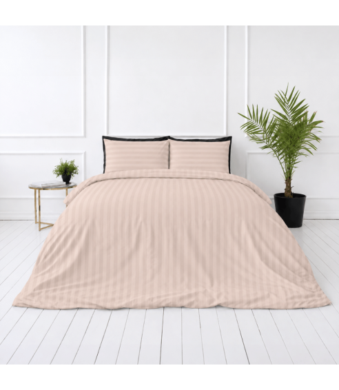 Premium satin bettwäsche set "Classic Coffee Stripe Sateen". Bettwäsche aus Satin