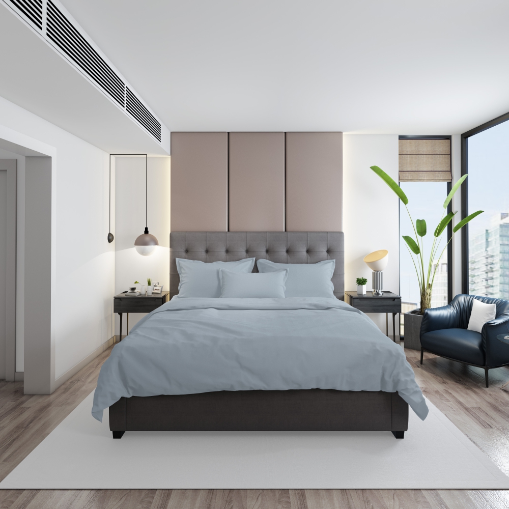 Premium satin bettwäsche set "Light blue". Bettwäsche aus Satin, 135/140x200 cm, 150x200 cm, 155/160x200 cm, 180x200 cm, 200x200 cm, 200x220 cm, 220x240 cm