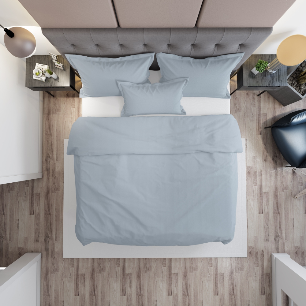 Premium satin bettwäsche set "Light blue". Bettwäsche aus Satin, 135/140x200 cm, 150x200 cm, 155/160x200 cm, 180x200 cm, 200x200 cm, 200x220 cm, 220x240 cm
