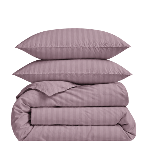 Premium satin bettwäsche set "Grape Stripe Sateen". Bettwäsche aus Satin