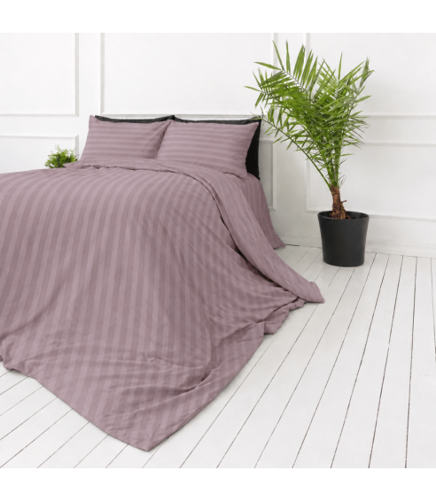 Premium satin bettwäsche set "Grape Stripe Sateen". Bettwäsche aus Satin