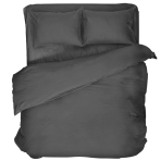 Premium satin bettwäsche set "Graphite Satin“. Bettwäsche aus Satin, 135/140x200 cm, 200x200 cm, 200x220 cm. Dunkelgrafites bettwäscheset mit minimalistischer gestaltung und subtilen vertikalen streifen.