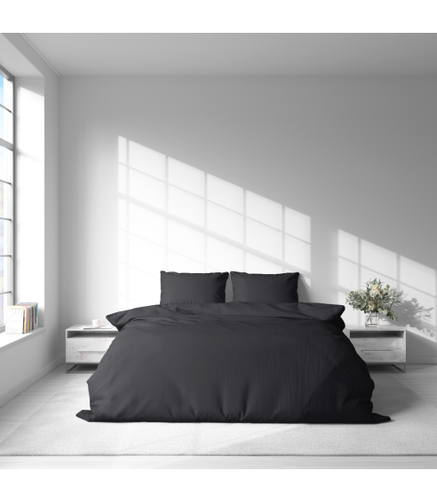 Premium satin bettwäsche set "Graphite Satin“. Bettwäsche aus Satin