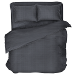 Premium satin bettwäsche set "Graphite Stripe Satin“. Bettwäsche aus Satin, 135/140x200 cm, 200x200 cm. Dunkelgraues bettwäscheset mit subtilen vertikalen streifen und satinierter oberfläche.