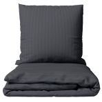 Premium satin bettwäsche set "Graphite Stripe Satin“. Bettwäsche aus Satin, 135/140x200 cm, 200x200 cm. Dunkelgraues bettwäsche-set mit feinen streifen.