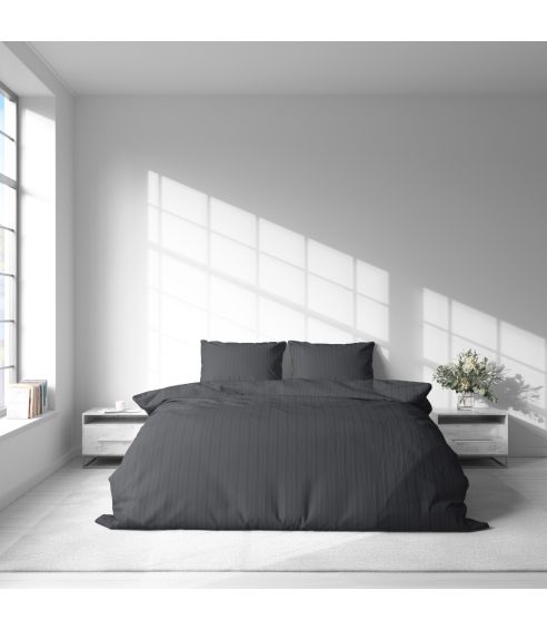Premium satin bettwäsche set "Graphite Stripe Satin“. Bettwäsche aus Satin