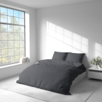 Premium satin bettwäsche set "Graphite Stripe Satin“. Bettwäsche aus Satin, 135/140x200 cm, 200x200 cm. Modernes gestreiftes design in tiefem grauton.