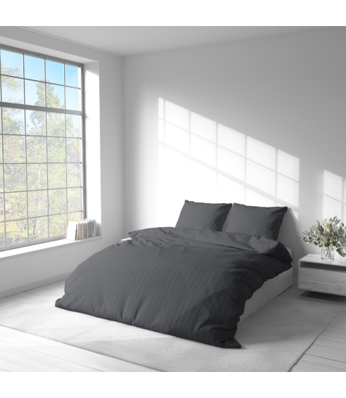 Premium satin bettwäsche set "Graphite Stripe Satin“. Bettwäsche aus Satin