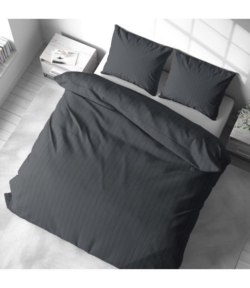 Premium satin bettwäsche set "Graphite Stripe Satin“. Bettwäsche aus Satin