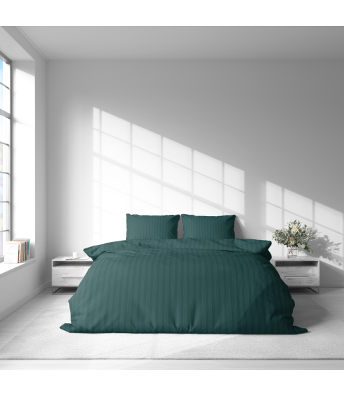 Premium satin bettwäsche set "Green Stripe Satin“. Bettwäsche aus Satin