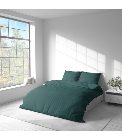 Premium satin bettwäsche set "Green Stripe Satin“. Bettwäsche aus Satin