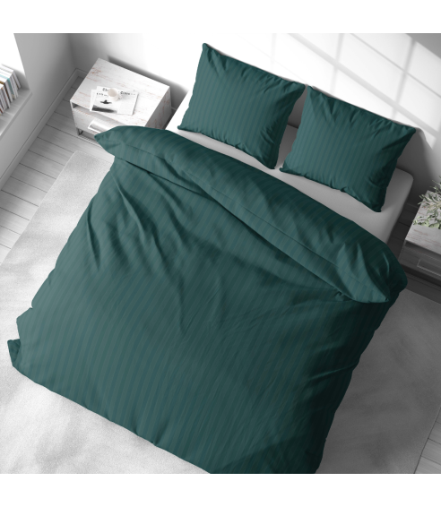 Premium satin bettwäsche set "Green Stripe Satin“. Bettwäsche aus Satin