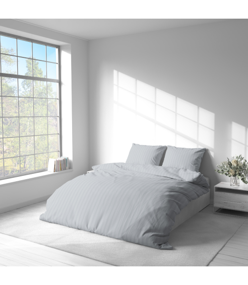 Premium satin bettwäsche set "Light Gray Stripe Satin“. Bettwäsche aus Satin