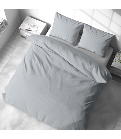Premium satin bettwäsche set "Light Gray Stripe Satin“. Bettwäsche aus Satin