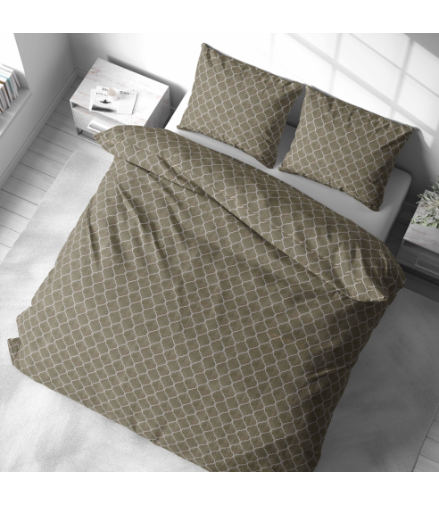 Premium satin bettwäsche set "Morocco forest grey". Bettwäsche aus Satin