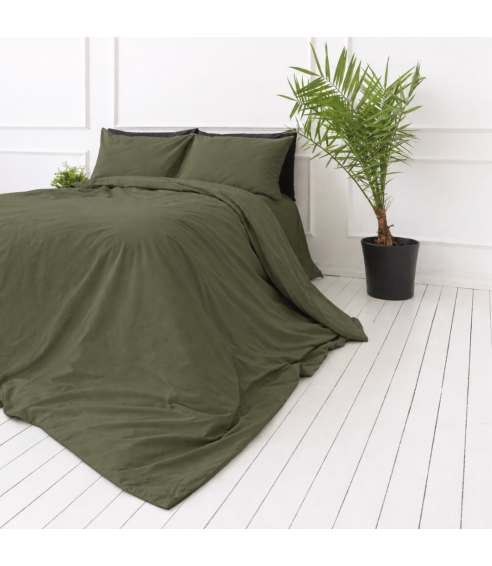 Premium satin bettwäsche set "Moss Green sateen". Bettwäsche aus Satin