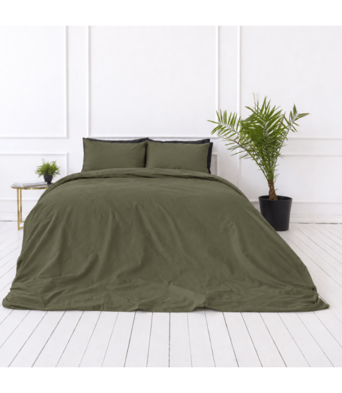 Premium satin bettwäsche set "Moss Green sateen". Bettwäsche aus Satin