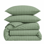 Premium satin bettwäsche set "Pistachio Stripe Sateen". Bettwäsche 150x200, 135/140x200 cm, 150x200 cm, 155/160x200 cm, 180x200 cm, 200x200 cm, 200x220 cm, 220x240 cm. Grünliche bettwäsche mit feinem streifenmuster