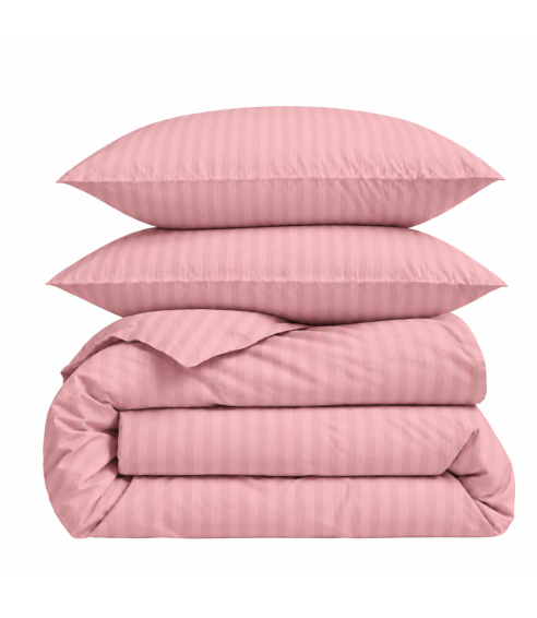 Premium satin bettwäsche set "Seashell Pink Stripe Sateen". Bettwäsche aus Satin