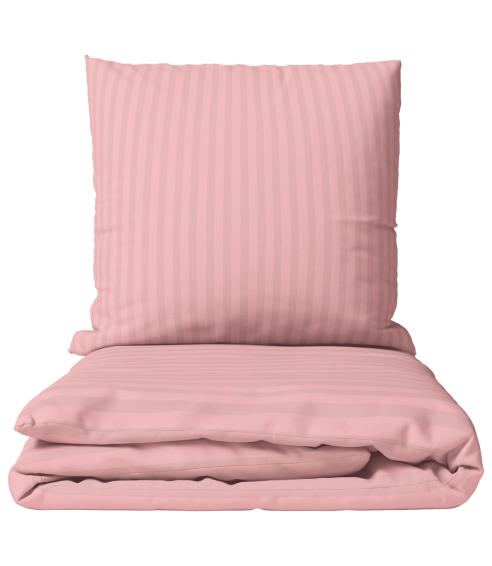 Premium satin bettwäsche set "Seashell Pink Stripe Sateen". Bettwäsche aus Satin