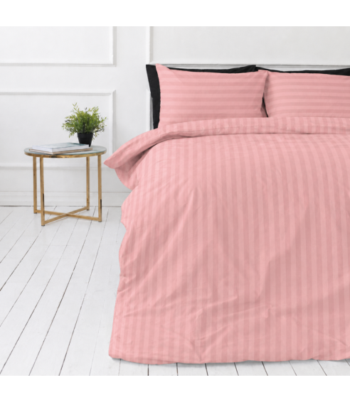 Premium satin bettwäsche set "Seashell Pink Stripe Sateen". Bettwäsche aus Satin