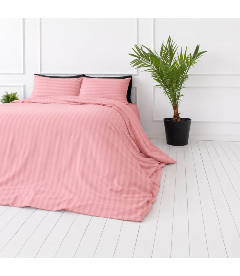 Premium satin bettwäsche set "Seashell Pink Stripe Sateen". Bettwäsche aus Satin