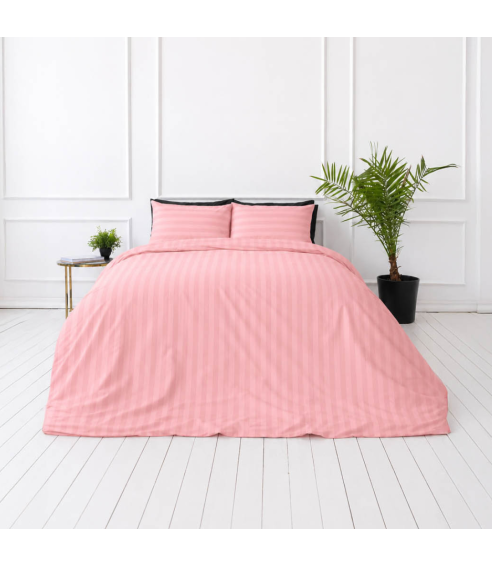 Premium satin bettwäsche set "Seashell Pink Stripe Sateen". Bettwäsche aus Satin