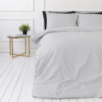 Premium satin bettwäsche set "Silvara". Bettwäsche 150x200, 135/140x200 cm, 150x200 cm, 155/160x200 cm, 180x200 cm, 200x200 cm, 200x220 cm, 220x240 cm. Zart graues modernes bettwäsche-set ohne musterung